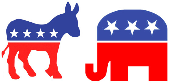 Donkey versus elephant politics symbols